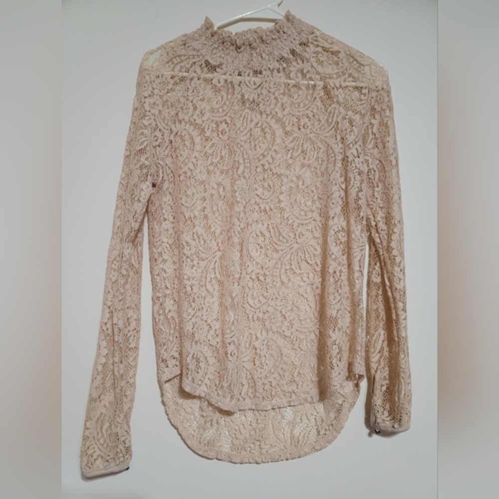 Bar III Lace Long Sleeve Blouse in Cream